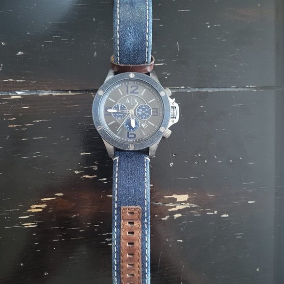 ARMANI EXCHANGE Wellworn Chronograph Grey Dial Blue Textile Men's Watch AX1517 - Picture 5 of 6